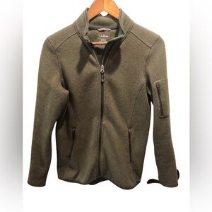 L.L. Beans Womens Medium Olive Green Fleece Full Zip Jacket Zippers